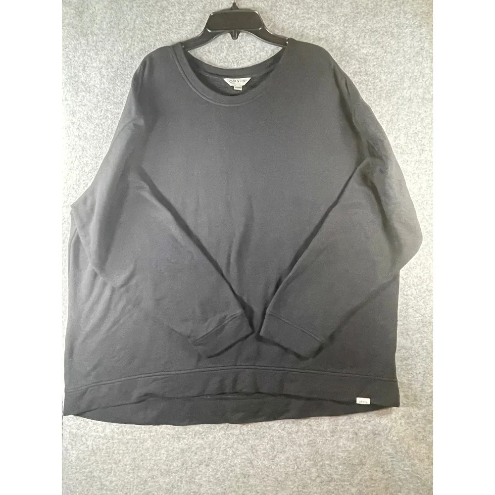 Orvis Classic‎ Collection Mens XXL Black Crewneck Sweatshirt Fleece Pullover